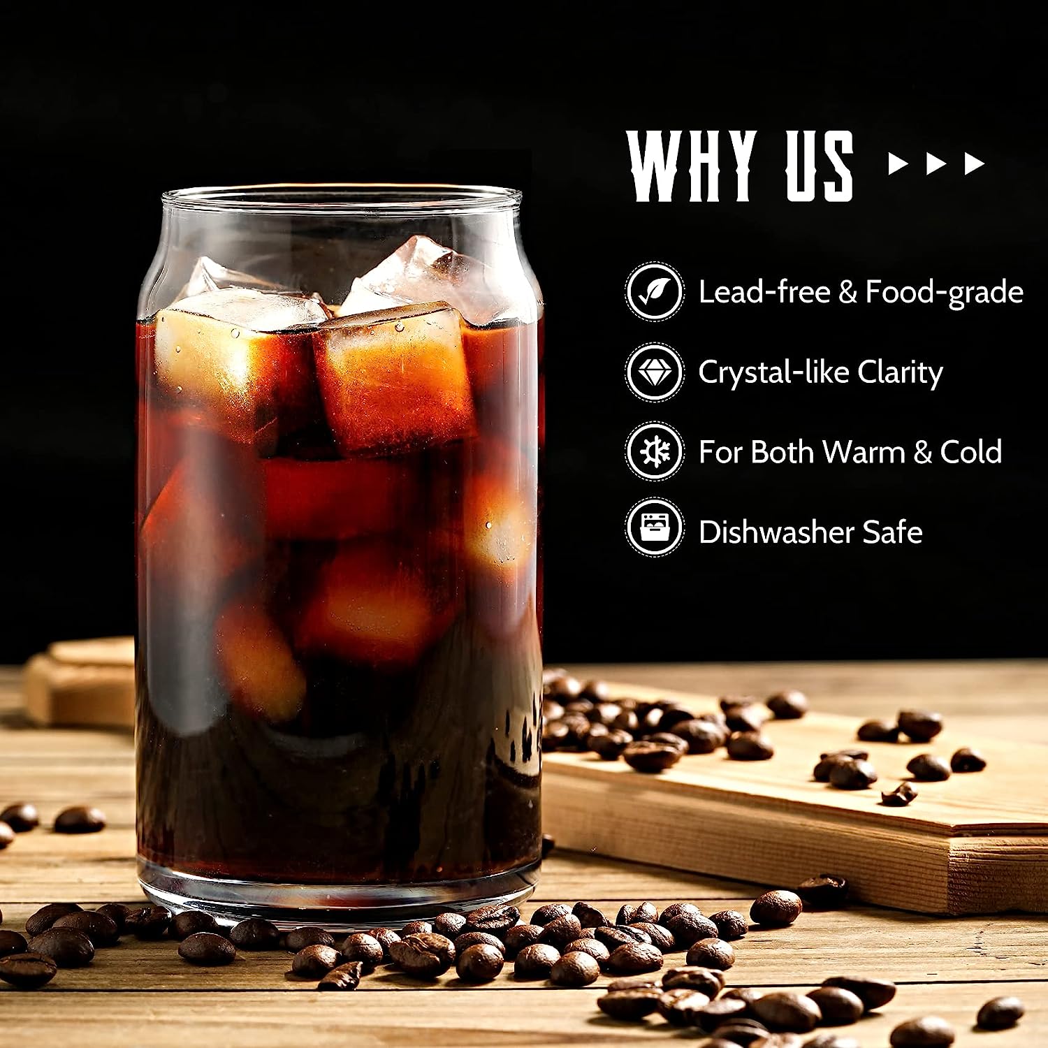 [ 6pcs Set ] Glass Cups with Bamboo Lids and Glass Straw - Beer Can Shaped Drinking Glasses, 16 oz Iced Coffee Glasses, Cute Tumbler Cup for Smoothie, Boba Tea, Whiskey, Water - 2 Cleaning Brushes - Image 3